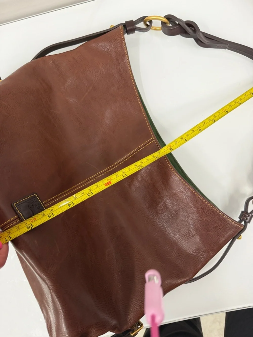 Dooney & Bourke Brown Leather Hobo with Braided Handle  florentine large